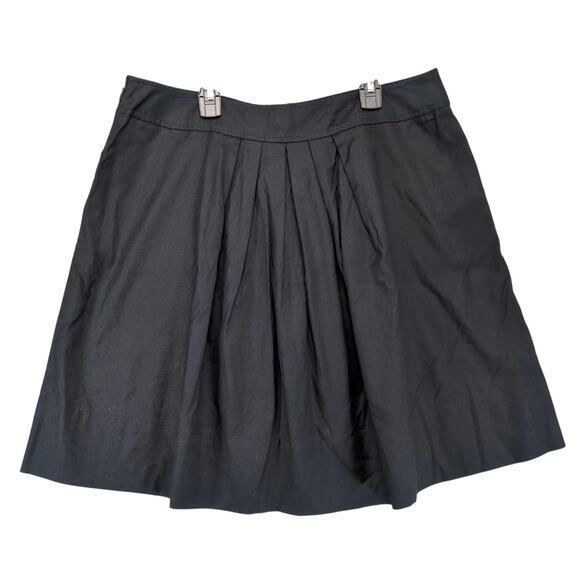 NWT Ann Taylor Loft Black Pleated A-Line Mini Skirt Sz 12 Pockets Side Zip 34" W - Picture 2 of 10
